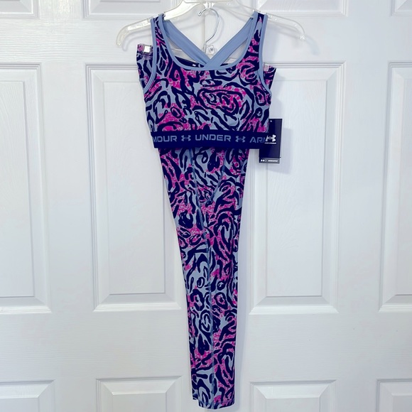 Bundle animal print under armour leggings and sports bra set MINERAL BLUE/NAVY - Picture 5 of 7